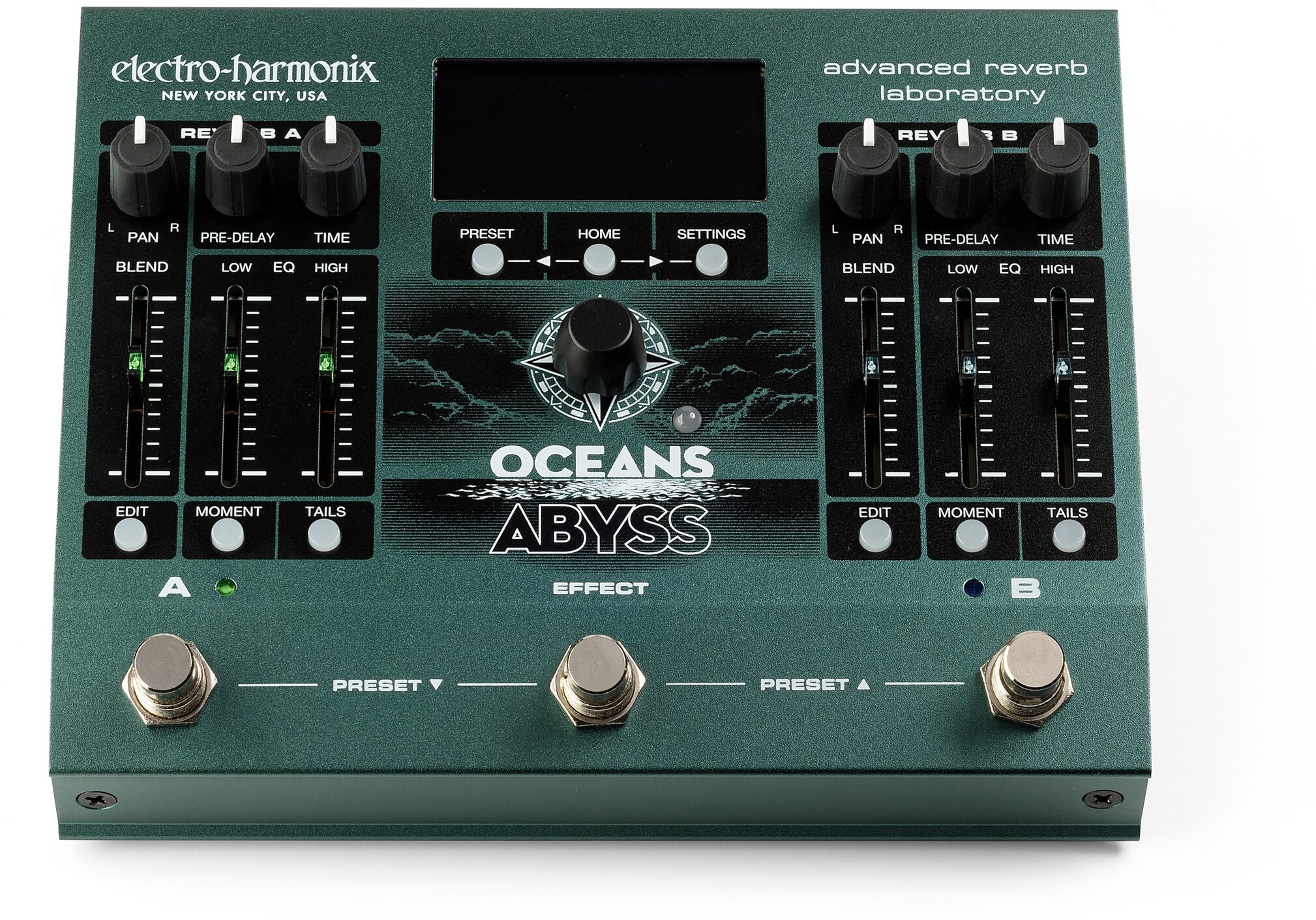 Electro-Harmonix Oceans Abyss Advanced Reverb Lab Pedal, New, Action Position Back