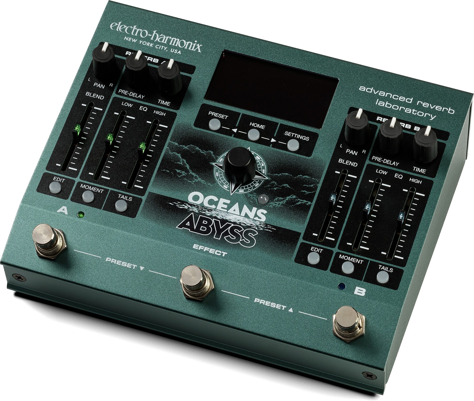 Electro-Harmonix Oceans Abyss Advanced Reverb Lab Pedal, New, Action Position Back