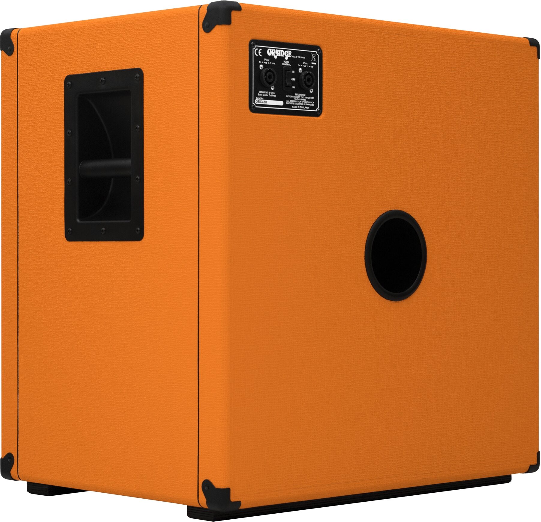 Orange OBC410 Bass Speaker Cabinet (600 Watts, 4x10"), Orange, 8 Ohm, Open Box (Good), Action Position Back