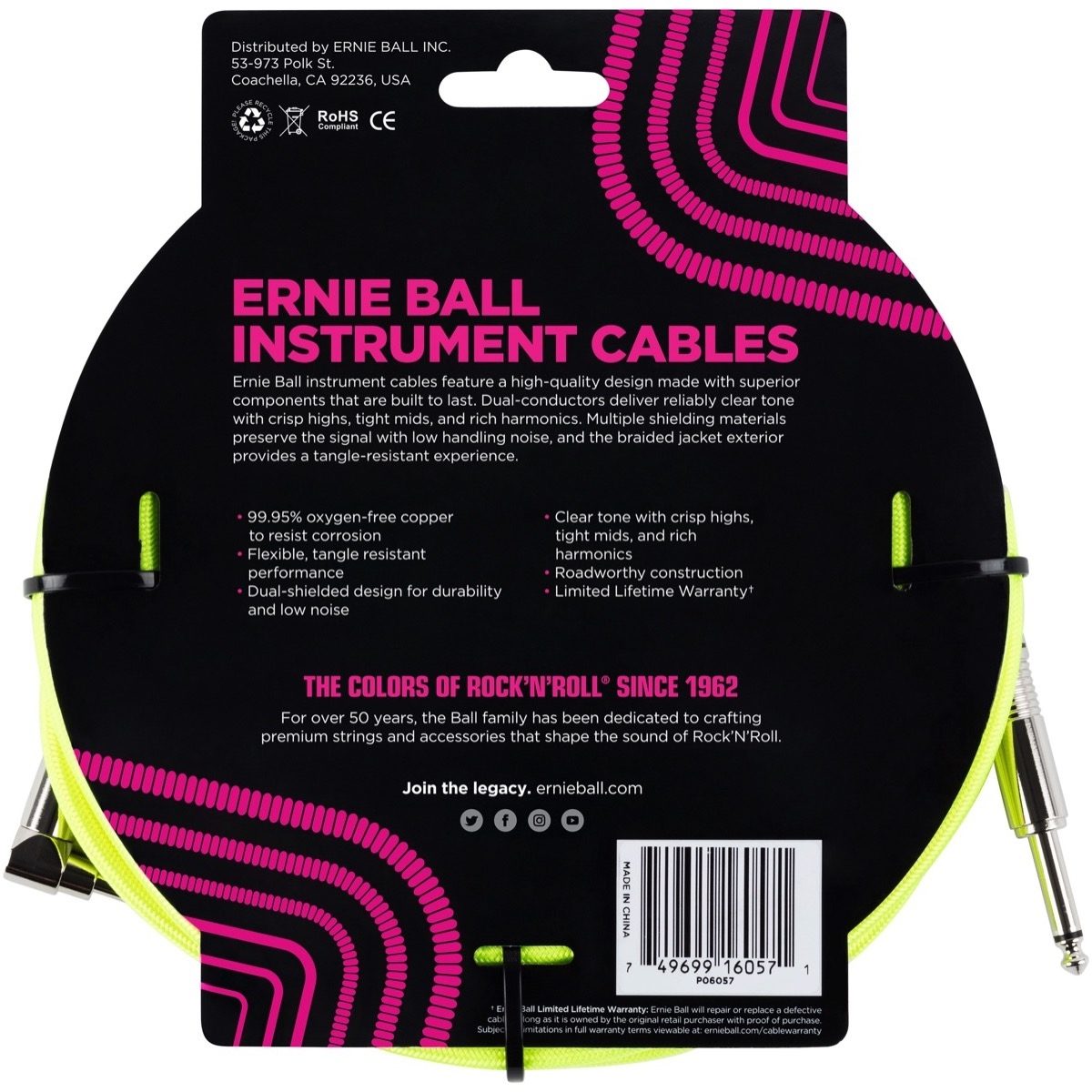 Ernie Ball Braided Guitar Cable, Back