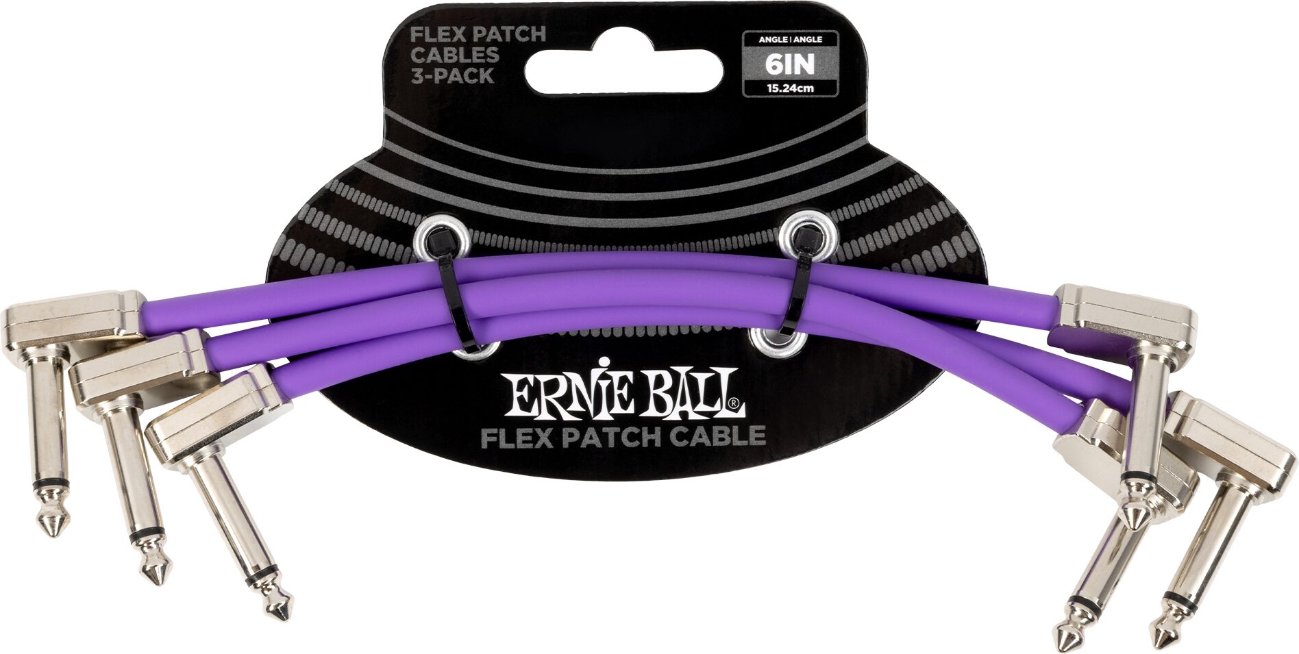 Ernie Ball Flex Patch Cables, Purple, 6 inch, 3-Pack, Action Position Back