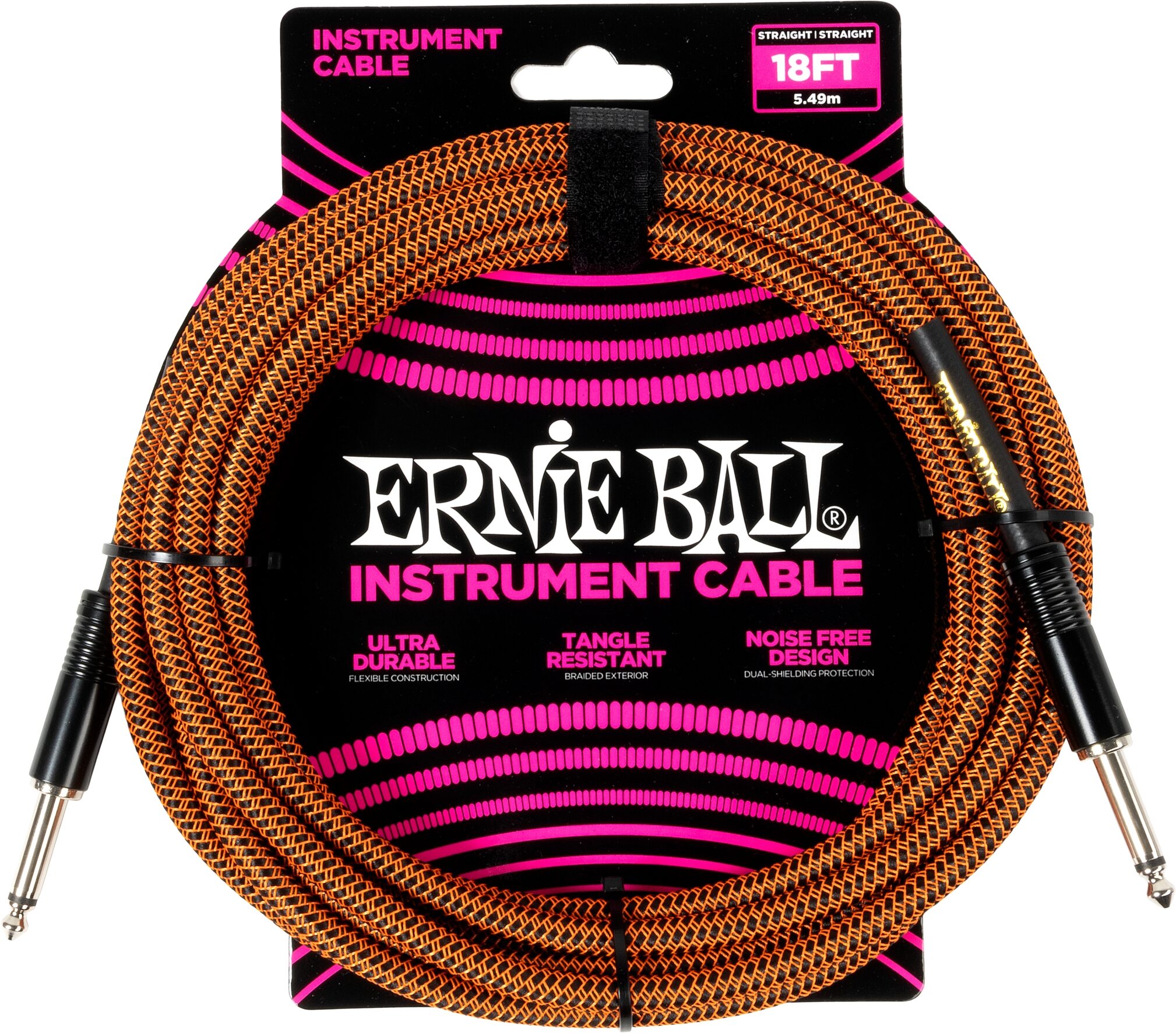 Ernie Ball Braided Instrument Cable, Pumpkin Pie, 18 foot, P06469, Action Position Back