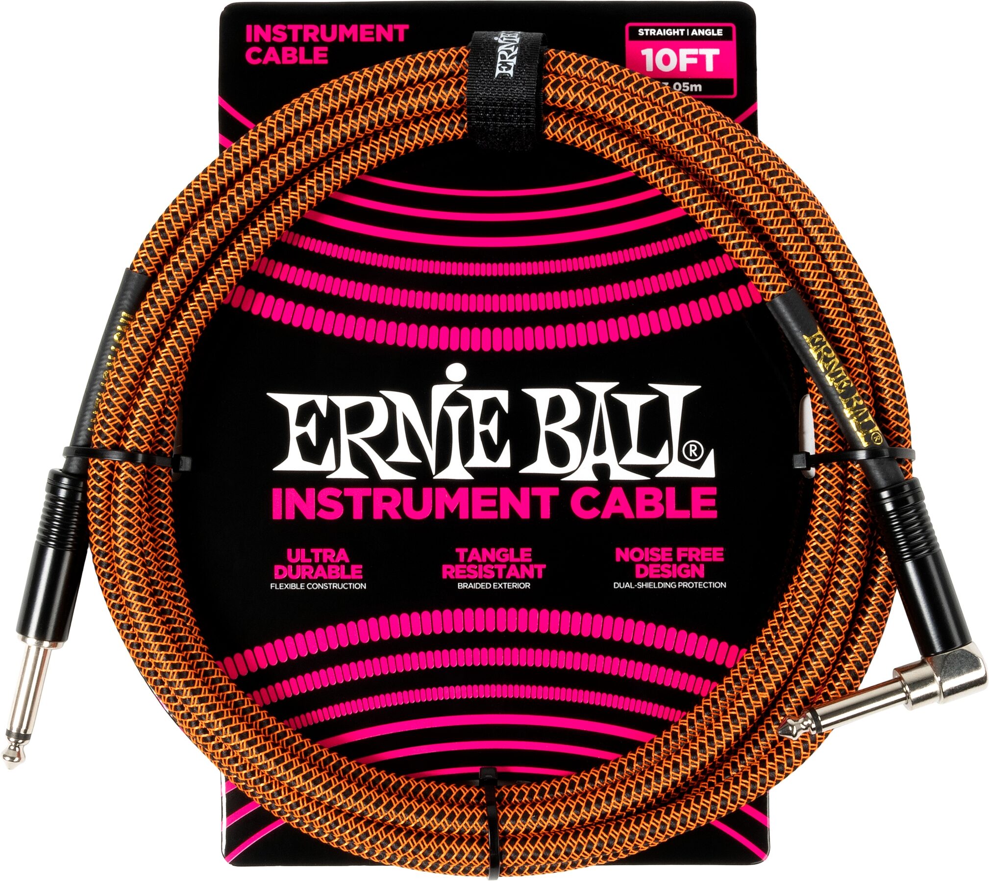 Ernie Ball Braided Instrument Cable, Pumpkin Pie, 10 foot, P06470, Action Position Back