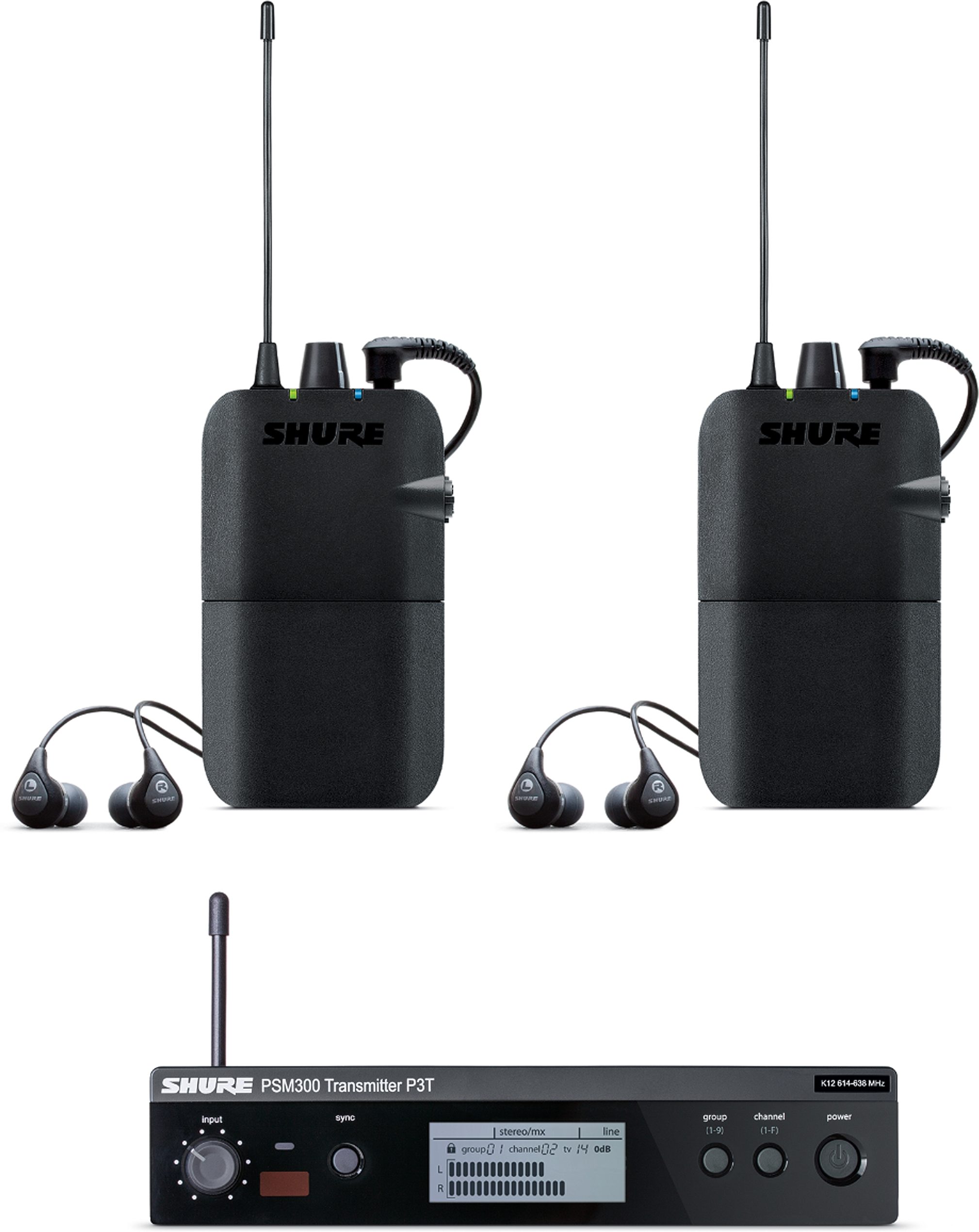 Shure PSM300 Twin Pack Wireless IEM System with SE112 Earphones