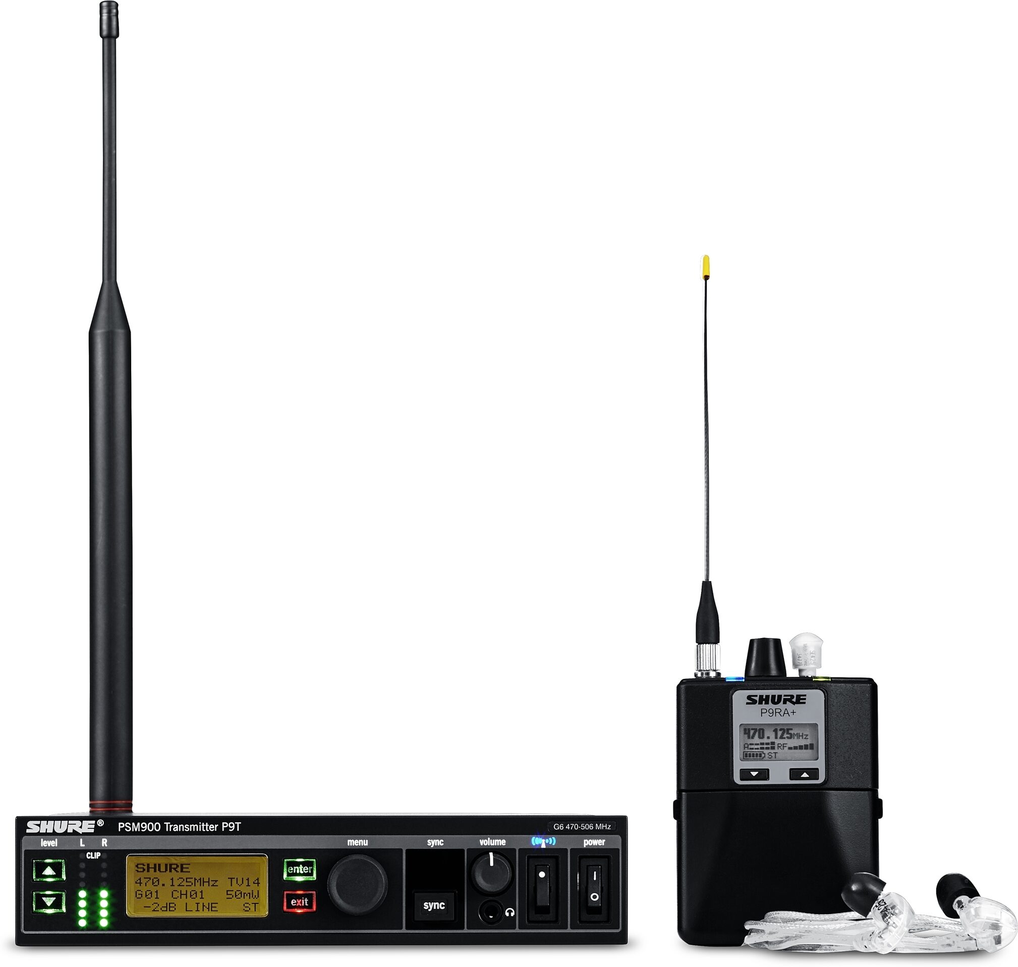 Shure PSM900 Personal Monitor System with SE425 In-Ear Headphones, Band G7, Detail Side