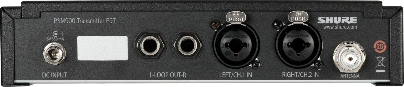 Shure PSM900 Personal Monitor System with SE425 In-Ear Headphones, Band G7, Detail Side