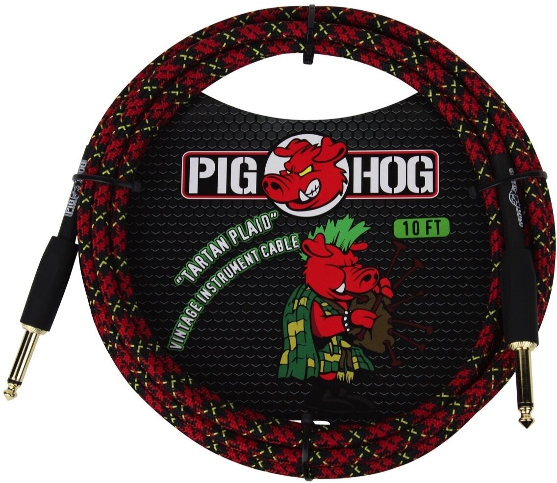 Pig Hog Vintage Series Instrument Cable, 1/4" Straight to 1/4" Straight, Tartan Plaid, 10 foot, Main