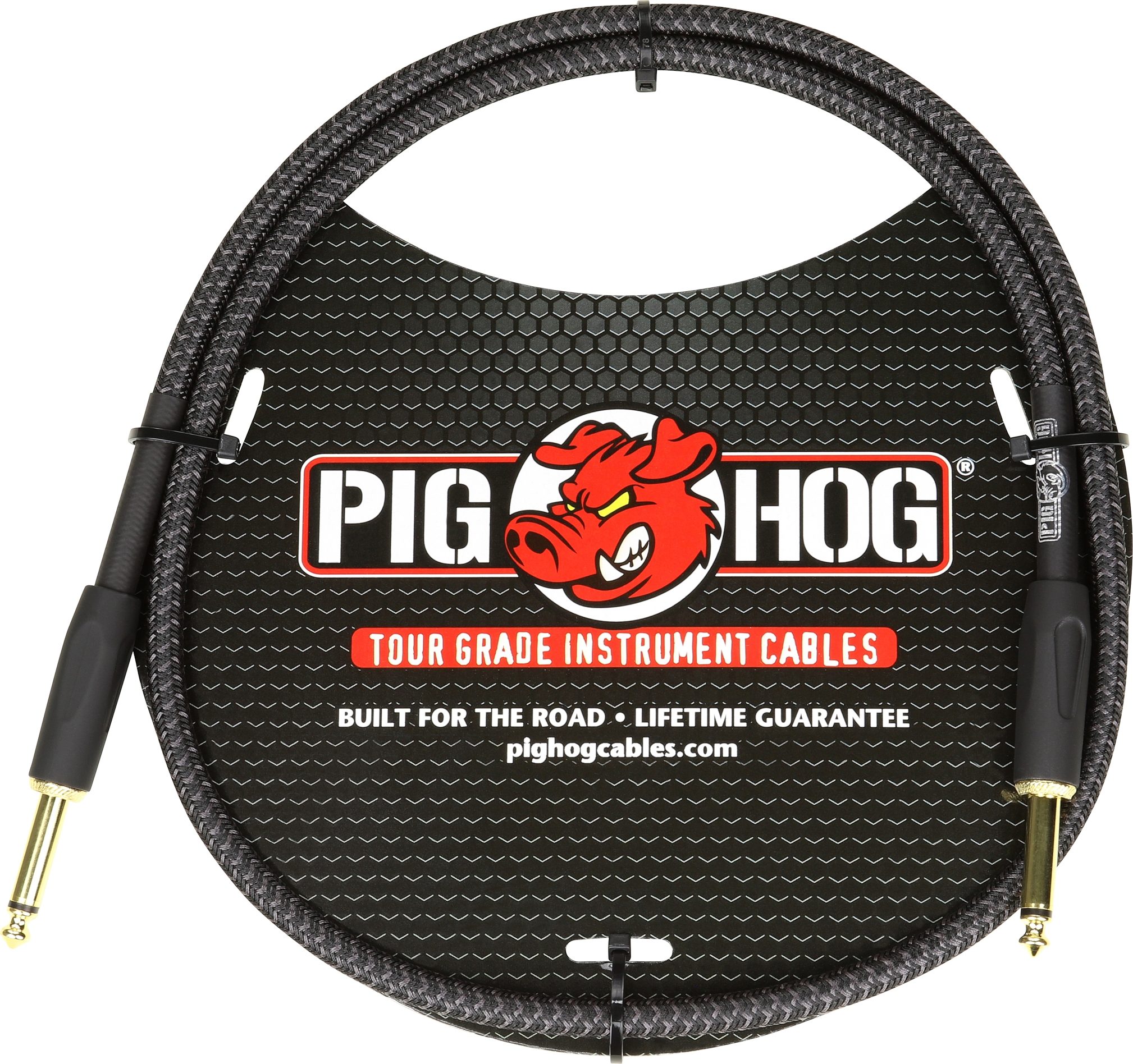 Pig Hog Vintage Series Patch Cable, Black Woven, 3 foot Straight, Main