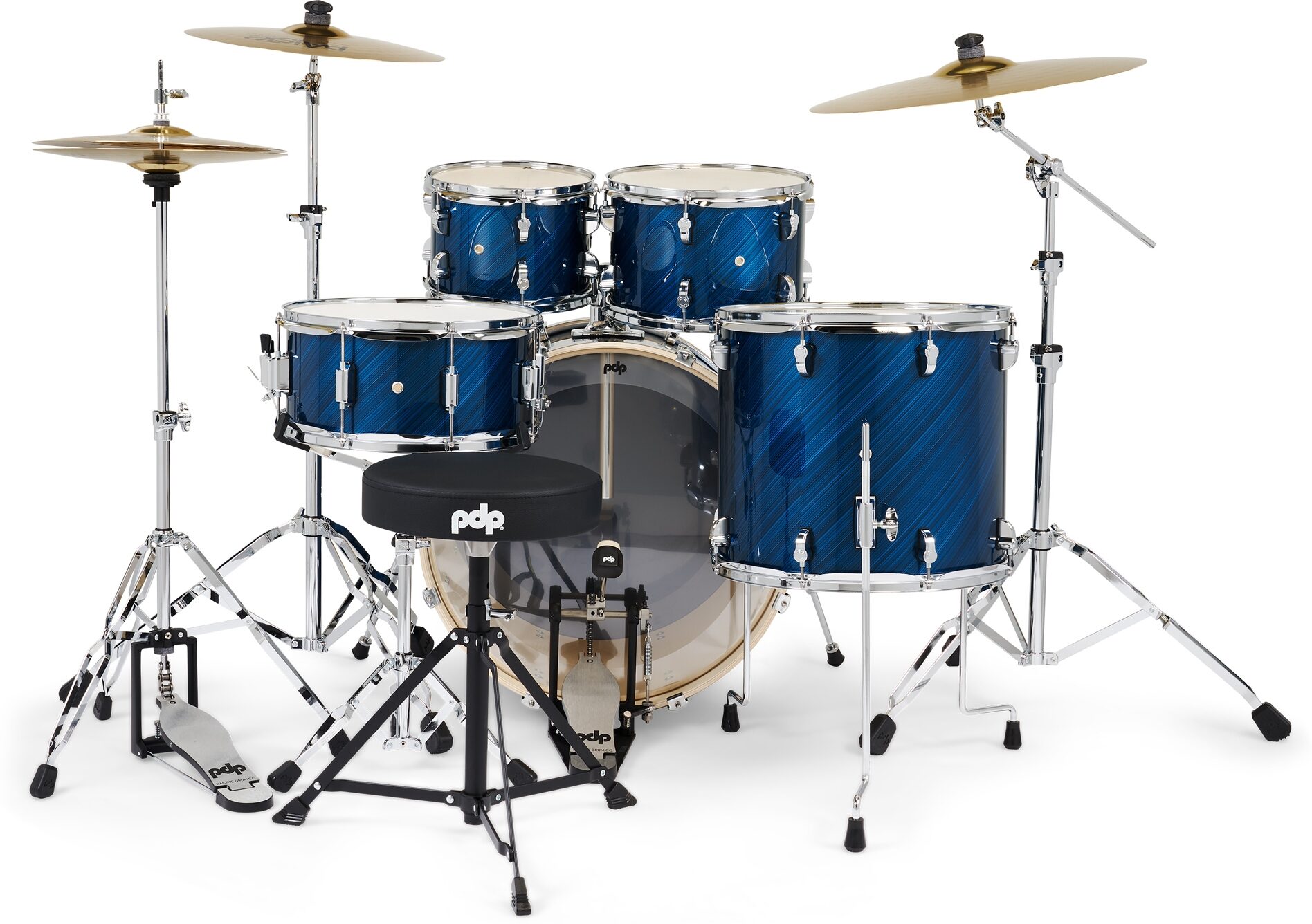 Pacific Drums PDP MainStage Complete Drum Set, 5-Piece, Twilight Blue, Action Position Back