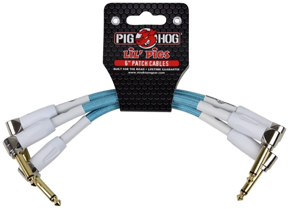 Pig Hog Lil Pigs Pedal Patch Cables, 3-Pack, Daphne Blue, 6 inch, 3-Pack, Main