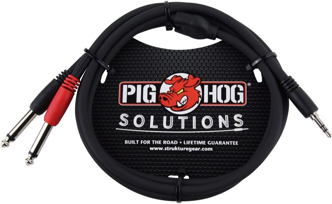 Pig Hog Solutions Stereo Breakout Cable, 3.5mm to Dual 1/4", 3 foot, Main