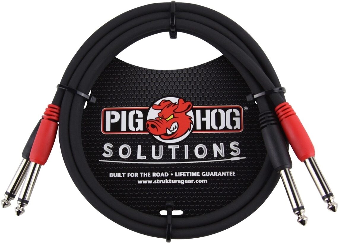 Pig Hog Dual 1/4" TS Cable, 3 foot, Main