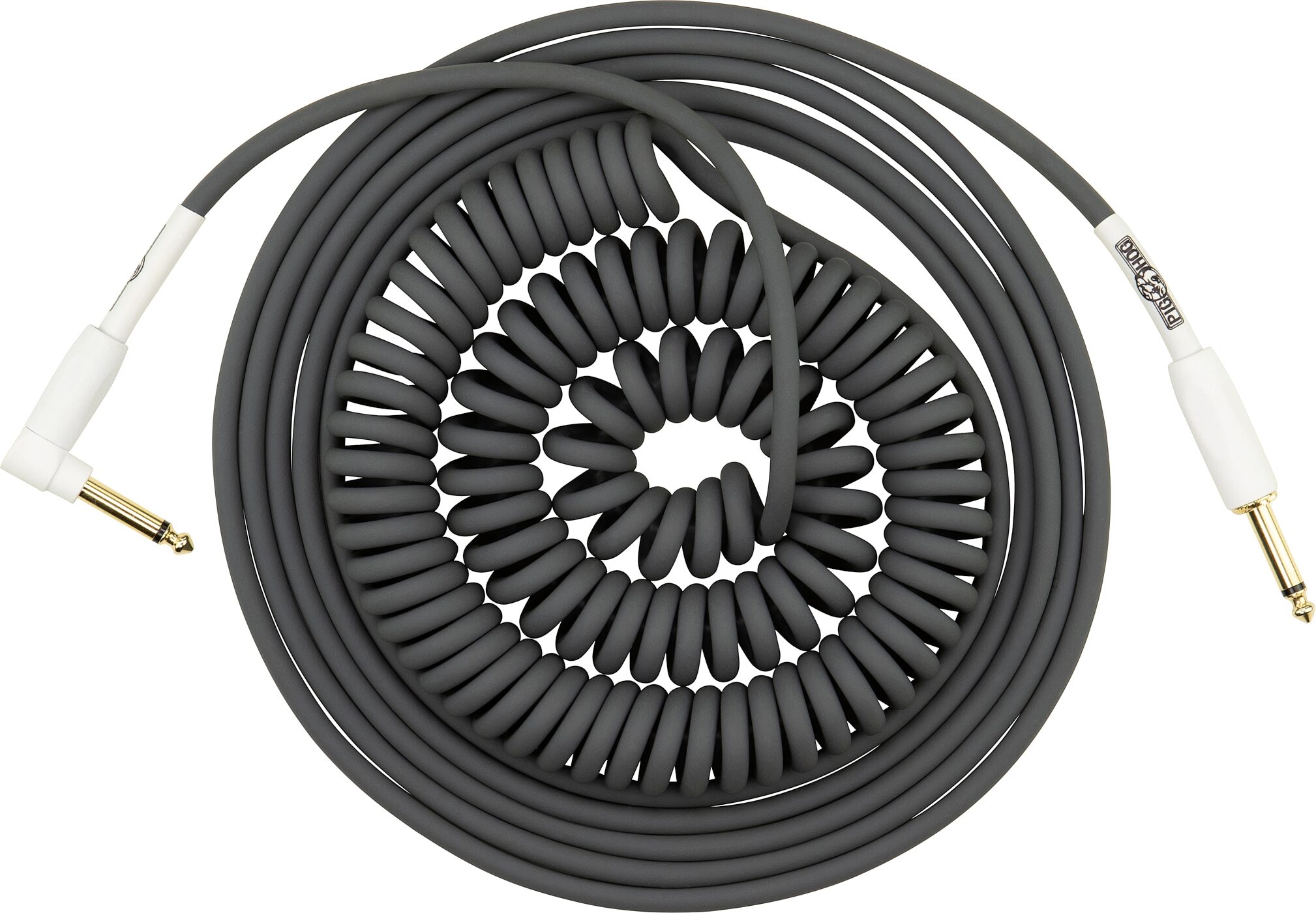 Pig Hog Half Coil Instrument Cable, Charcoal Grey, 30 foot, Action Position Front