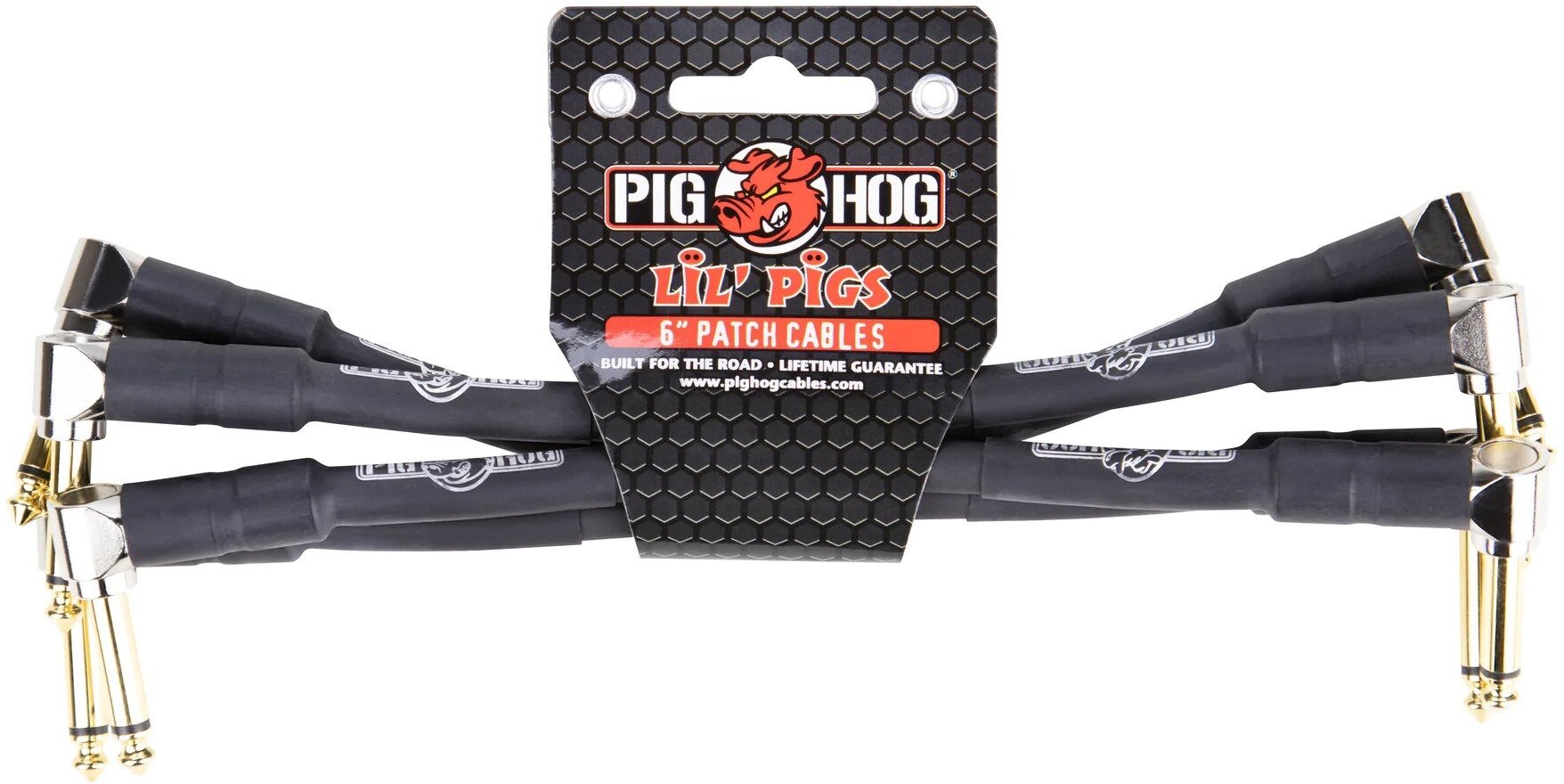 Pig Hog Lil Pigs Pedal Patch Cables, 3-Pack, Black, 6 inch, 4-Pack, Main