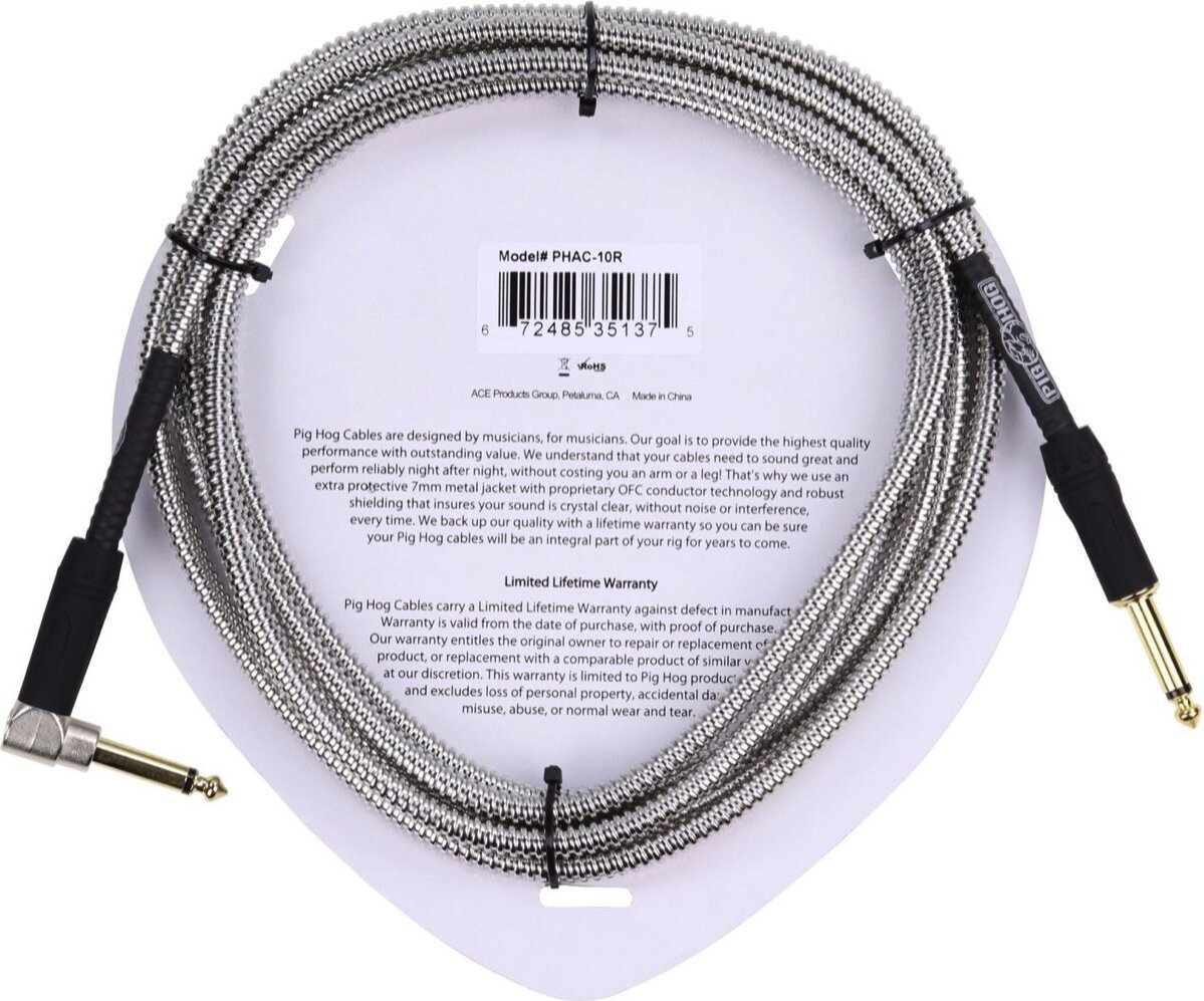 Pig Hog Armor Clad Right Angle Instrument Cable, 10 foot, Back
