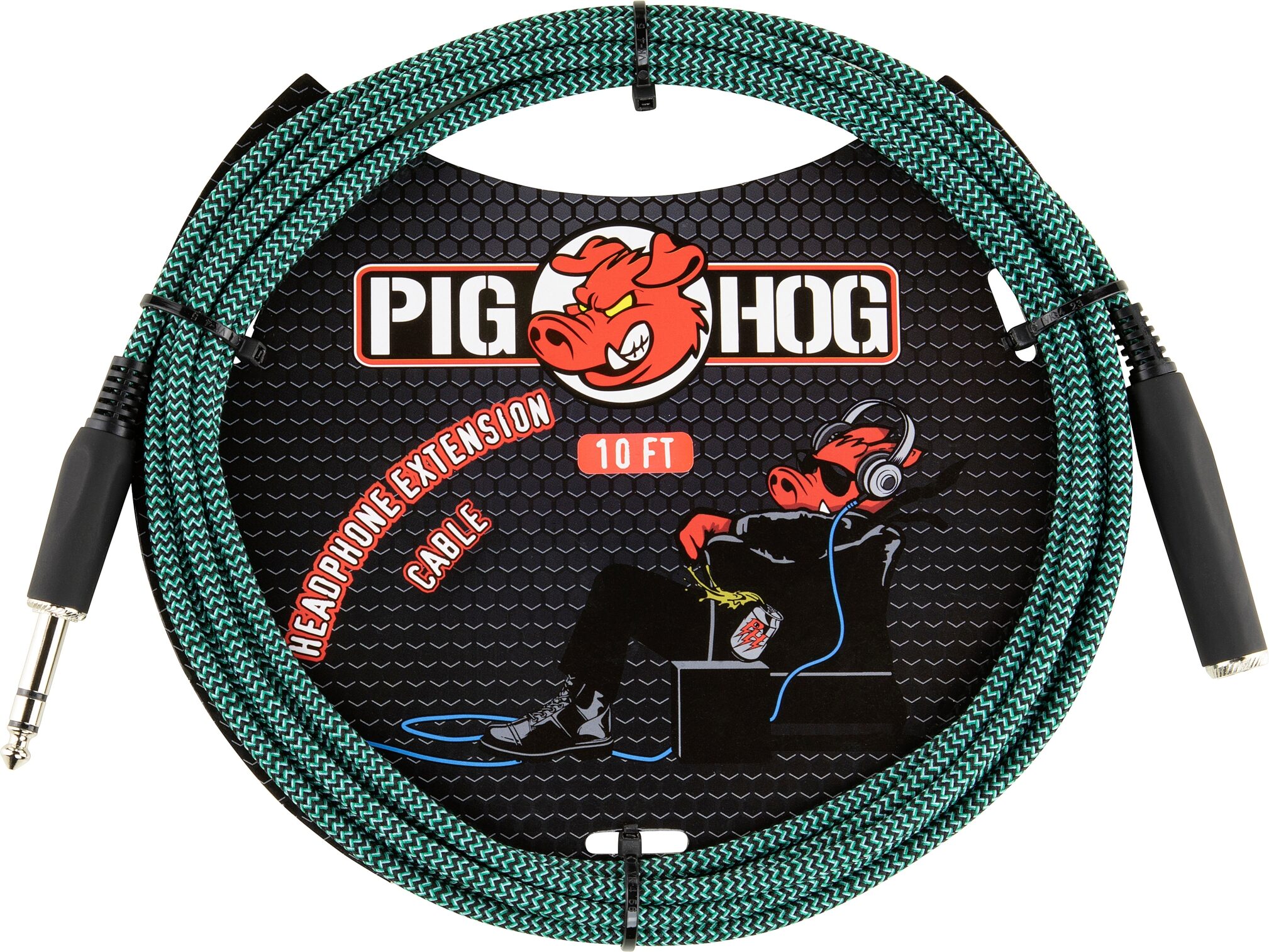 Pig Hog 1/4" Headphone Extension Cable, Tahitian Blue, 10 foot, Main