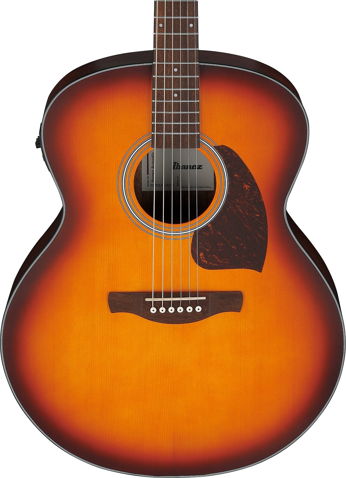 Ibanez PJ50E Acoustic-Electric Guitar, Open Pore Vintage Amber Sunburst, Action Position Back