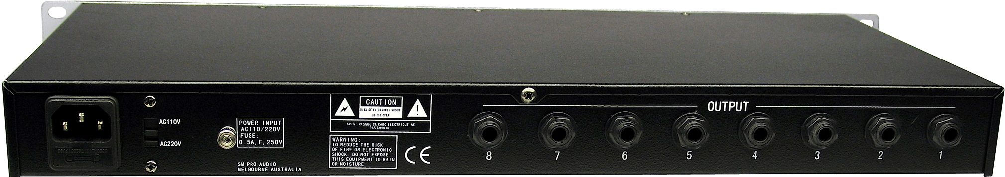 SM Pro Audio PR8 8-Channel Microphone Preamp, Rear