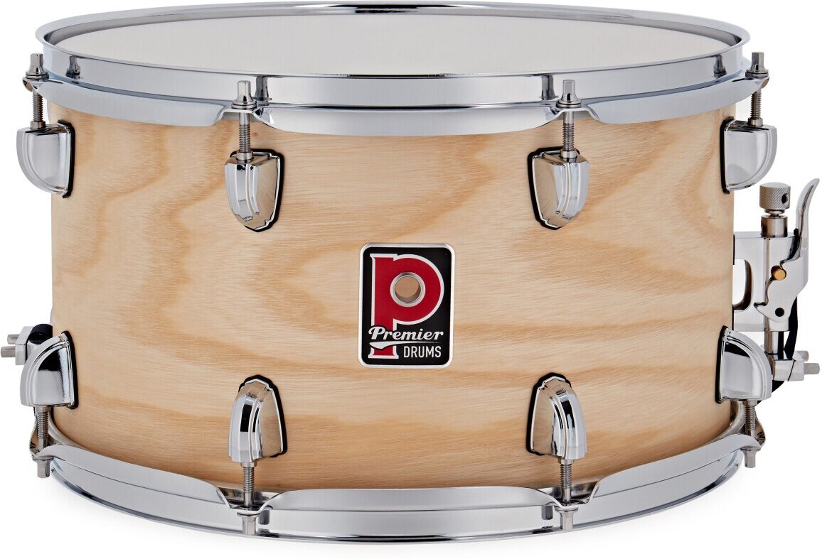Premier Artist 6-Ply Birch Snare Drum, Natural Ash, 8x14 inch, Action Position Back
