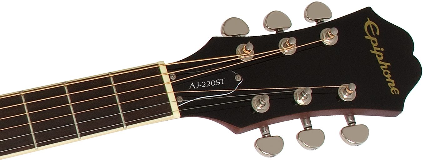 Epiphone AJ220ST Acoustic Guitar Player Pack, Headstock