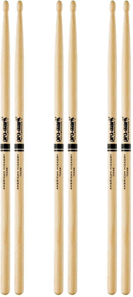 ProMark 5A Drumsticks, Wood Tip, 3-Pack, pack