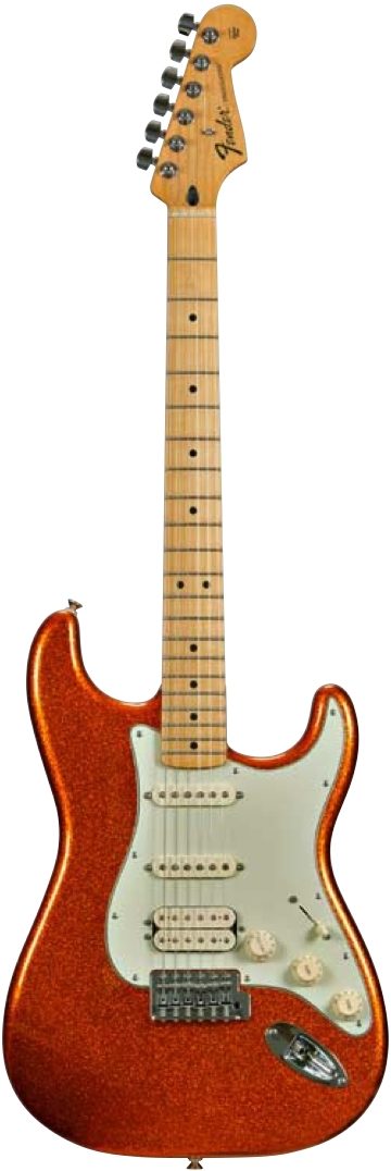 Fender FSR Standard Stratocaster HSS Electric Guitar (Maple with Gig Bag), Sunfire Orange Flake
