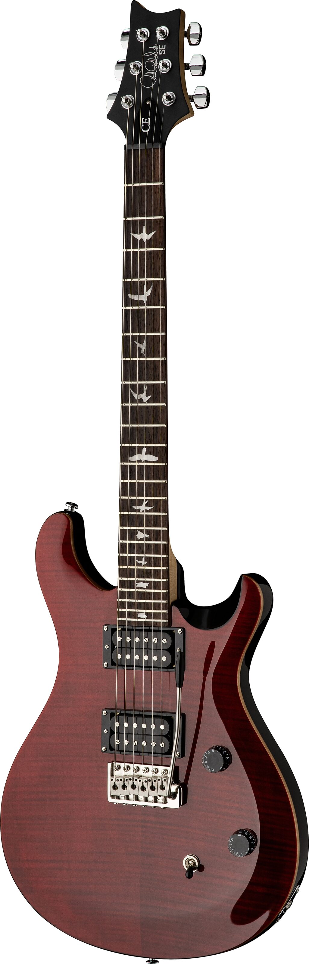 PRS Paul Reed Smith SE CE 24 Electric Guitar (with Gig Bag), Black Cherry, Action Position Back