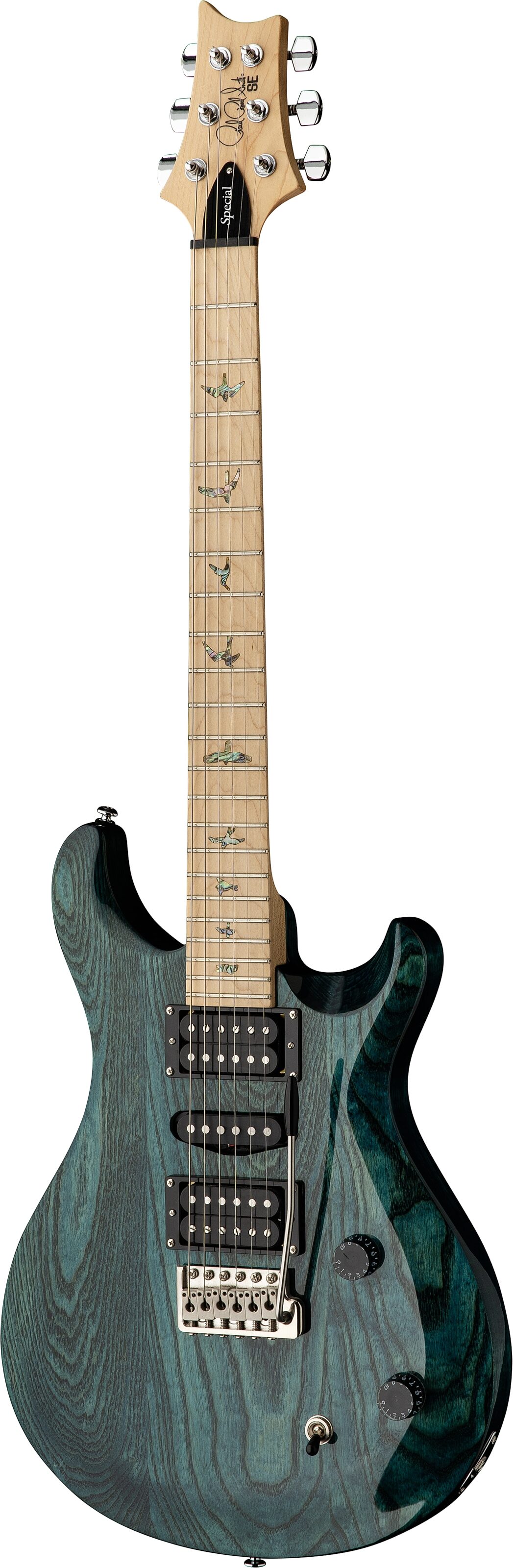 PRS Paul Reed Smith SE Swamp Ash Special Electric Guitar (with Gig Bag), Iris Blue, Blemished, Action Position Back