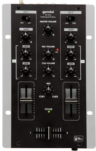 Gemini PS121X 2-Channel Professional Scratch DJ Mixer, Top