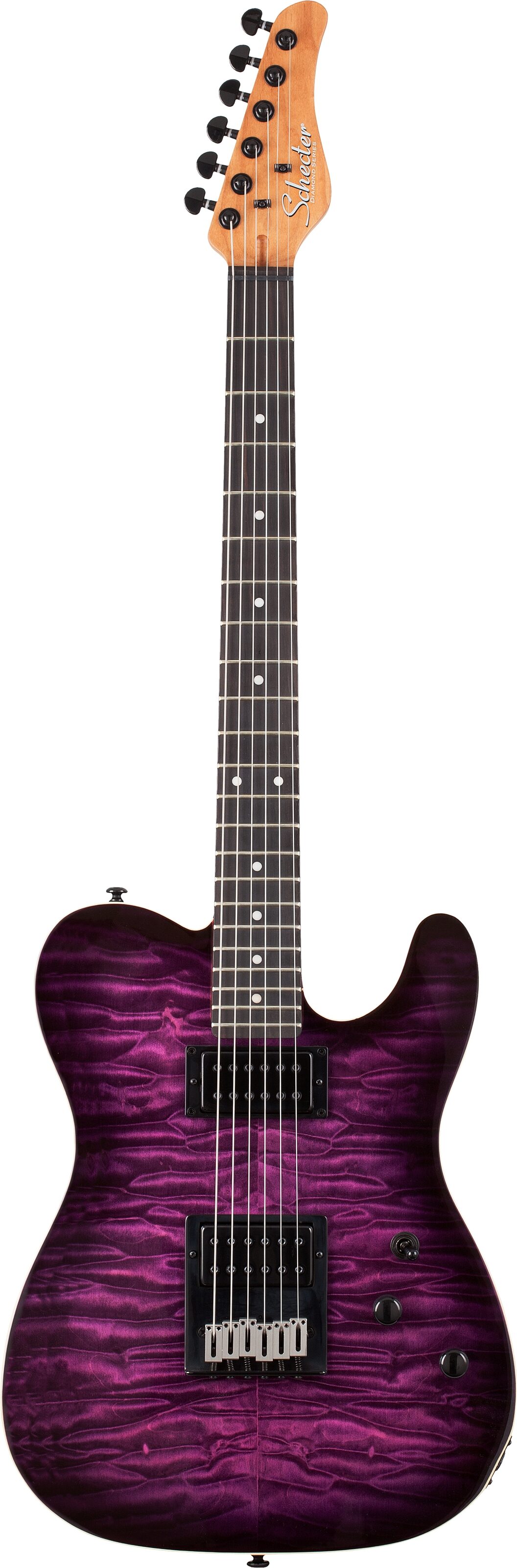 Schecter PT Pro Electric Guitar, Transparent Purple Burst, Open Box (Good), Action Position Back