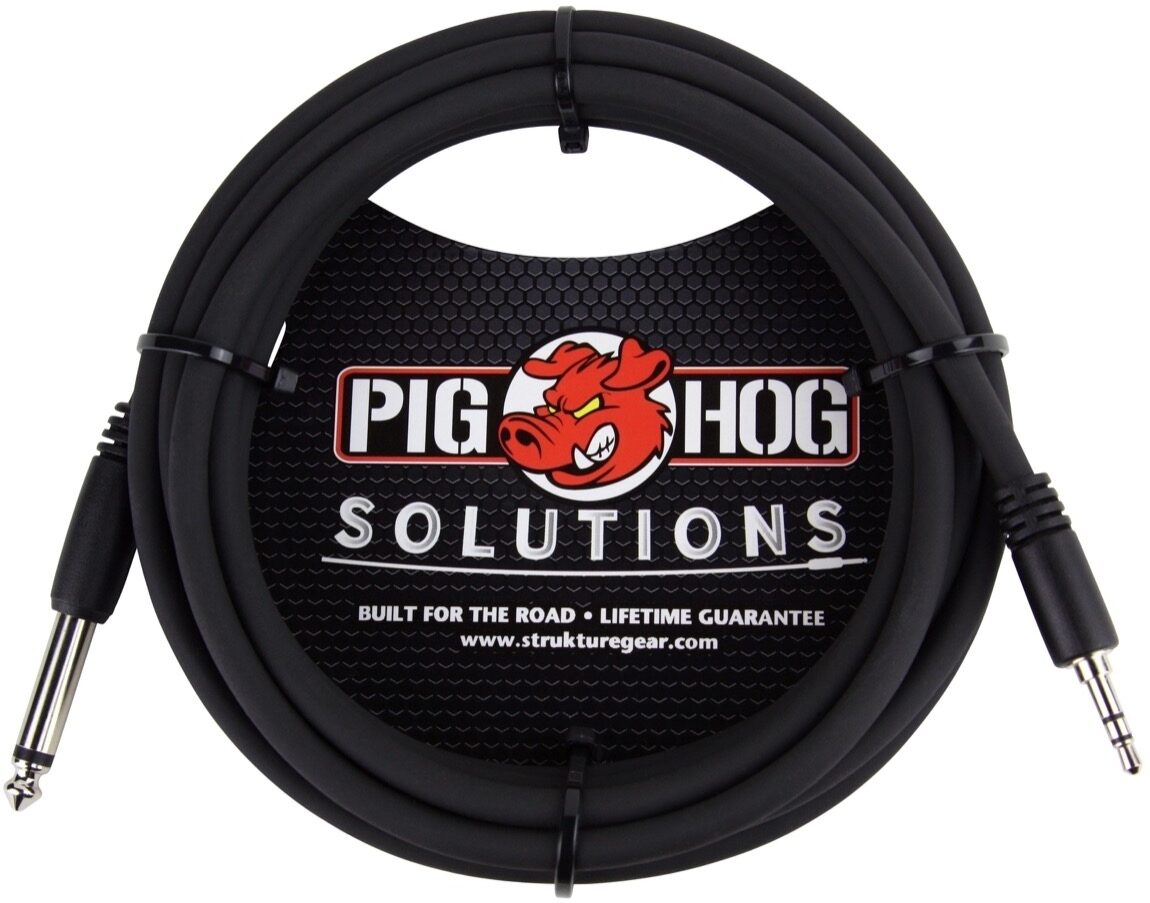 Pig Hog 1/4" TS (Male) to 3.5mm (Male) Adaptor Cable, 10 foot, Main