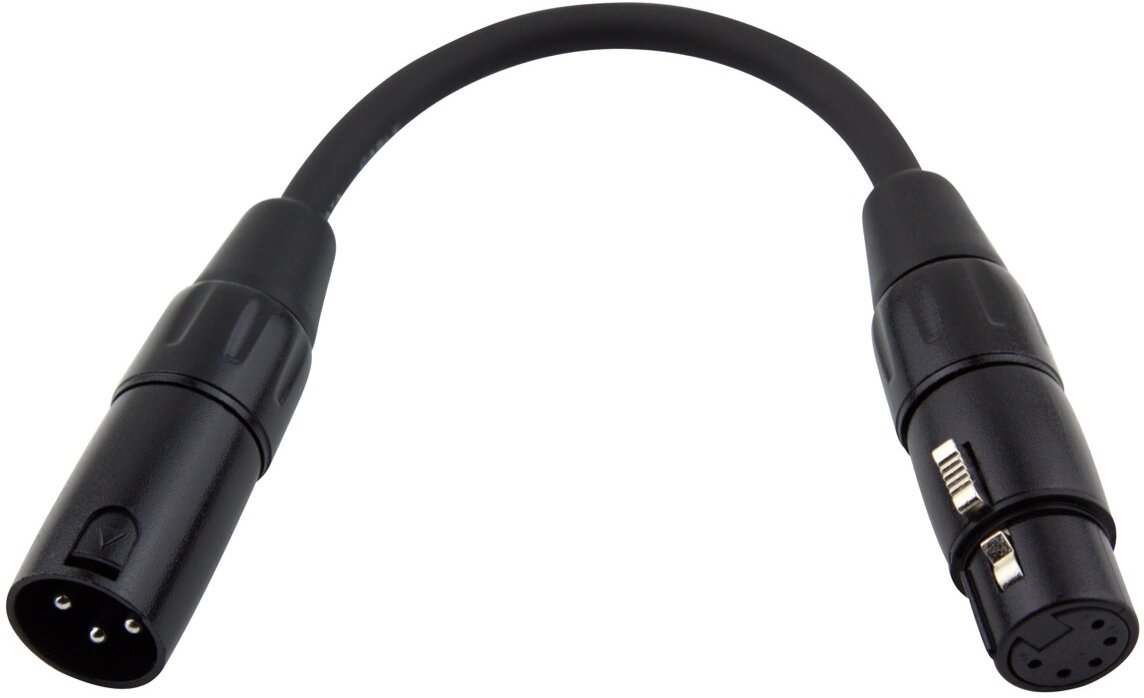 Pig Hog PX-DMX5F DMX XLR5-F TO XLR3-M Adapter Cable, 6 inch, Main