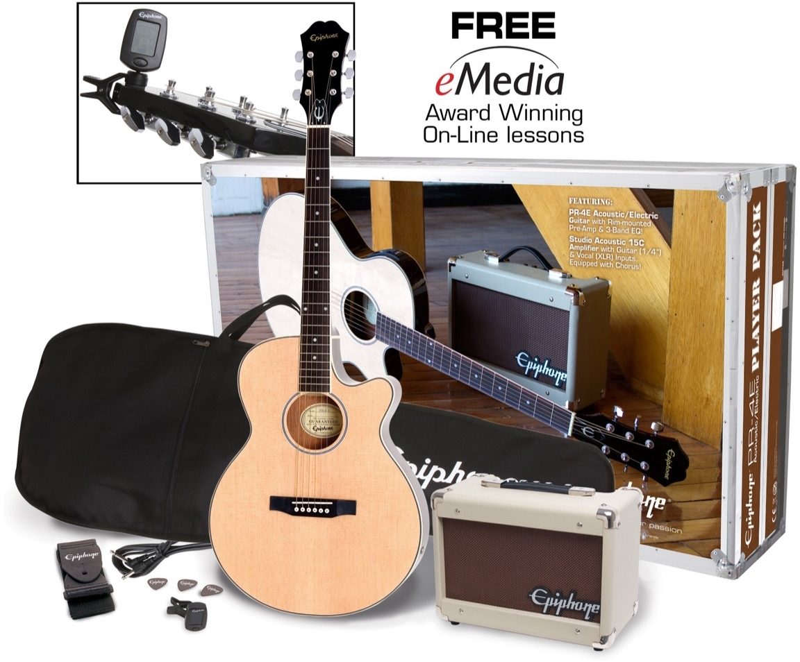 repentinamente Campanilla Parámetros Epiphone PR-4E Acoustic-Electric Guitar Player Package | zZounds