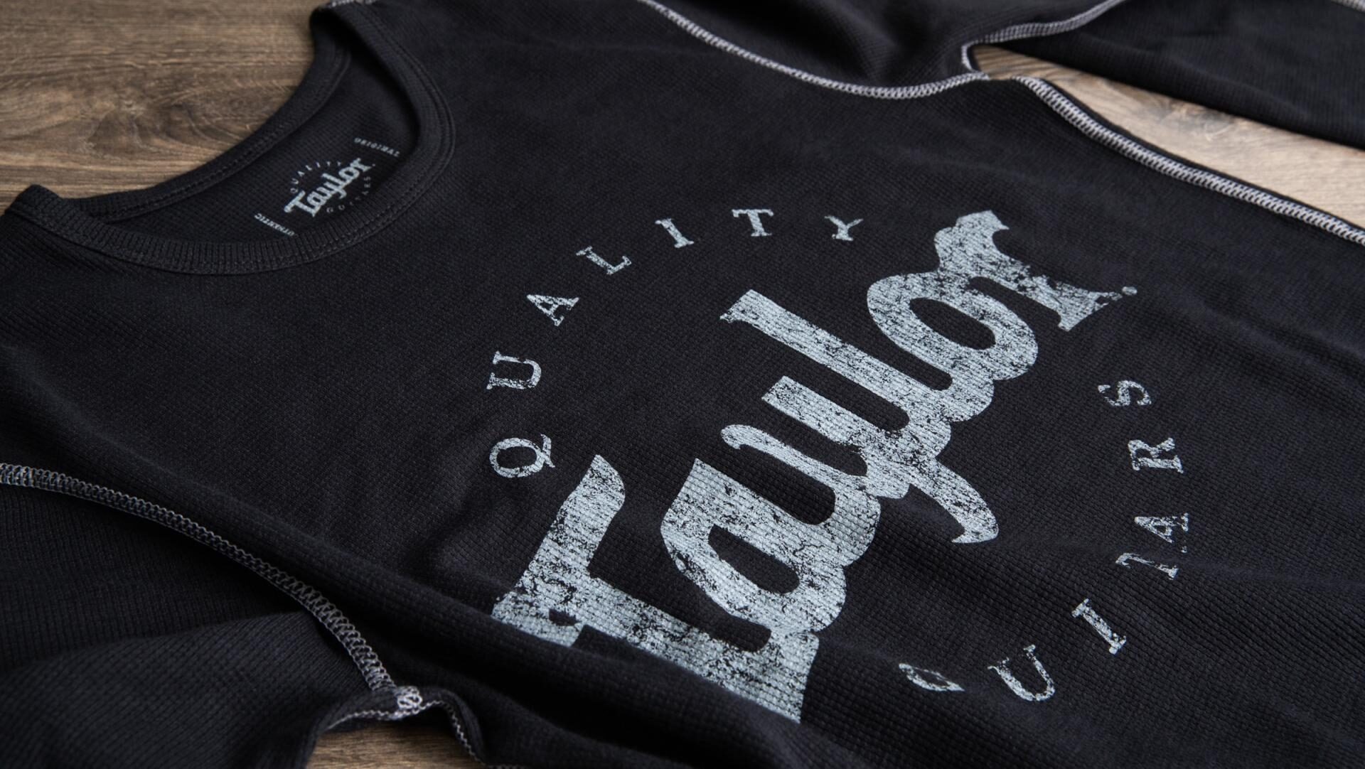 Taylor Aged Logo Long Sleeve Thermal T-Shirt, Black, Small, Angle