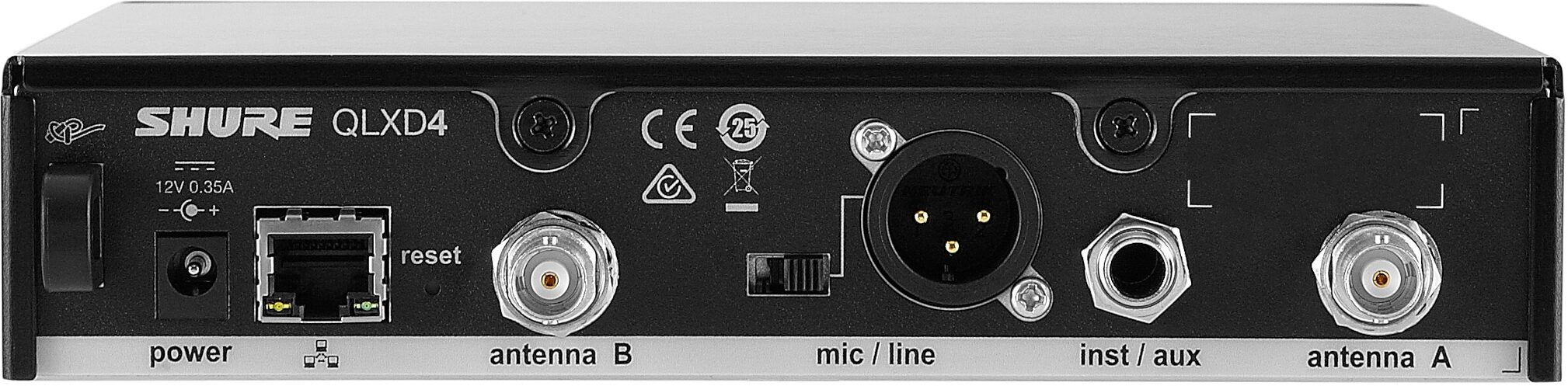 Shure QLXD14/84 Wireless System with WL184 Lavalier Microphone, Detail Back