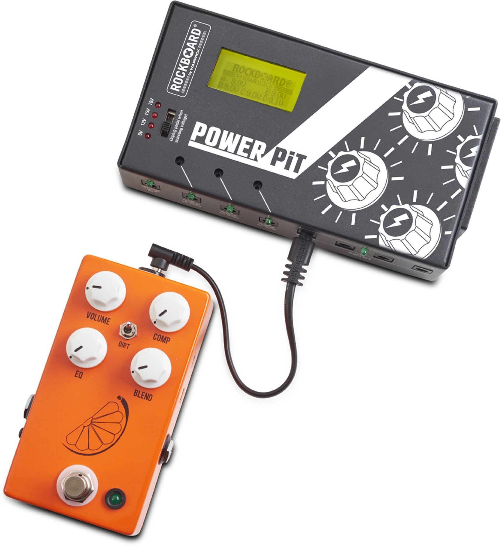 RockBoard Flat Power Angled to Straight Cable, 15 centimeter, Action Position Back