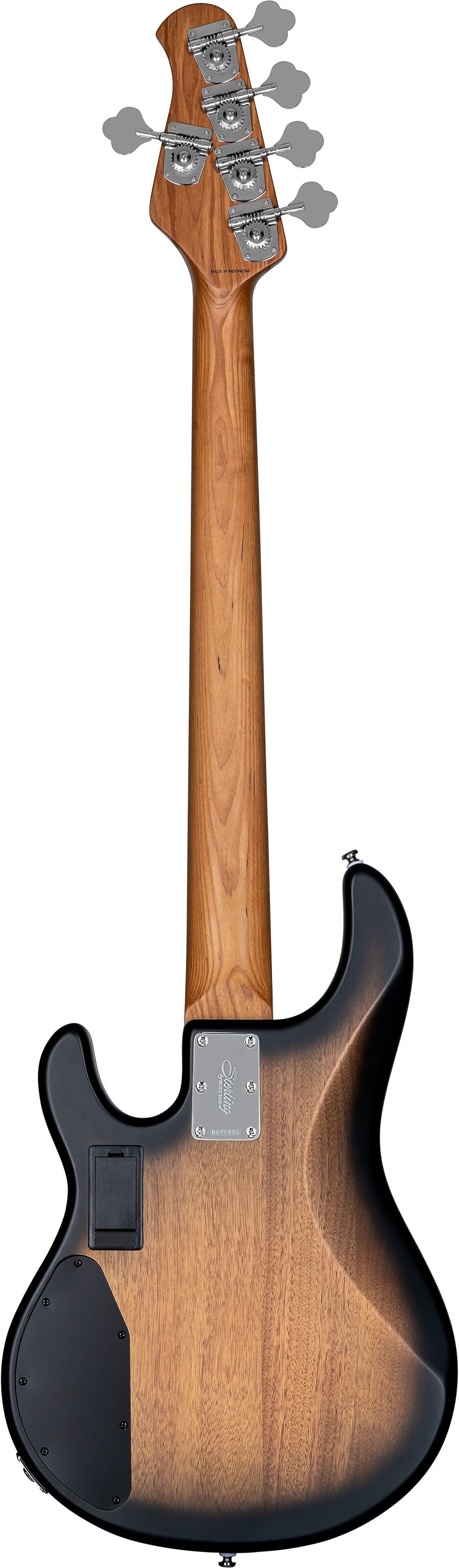 Sterling by Music Man Ray35HH Spalted Maple Electric Bass (with Gig Bag), Main Back