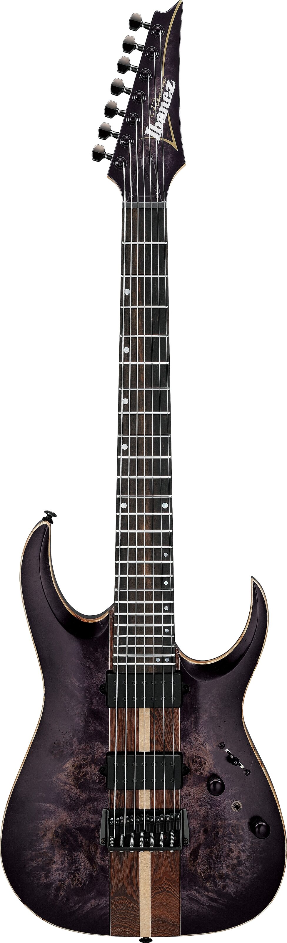Ibanez RGA217P1PB Premium Electric Guitar, 7-String (with Gig Bag), Deep Twilight Burst, Action Position Back