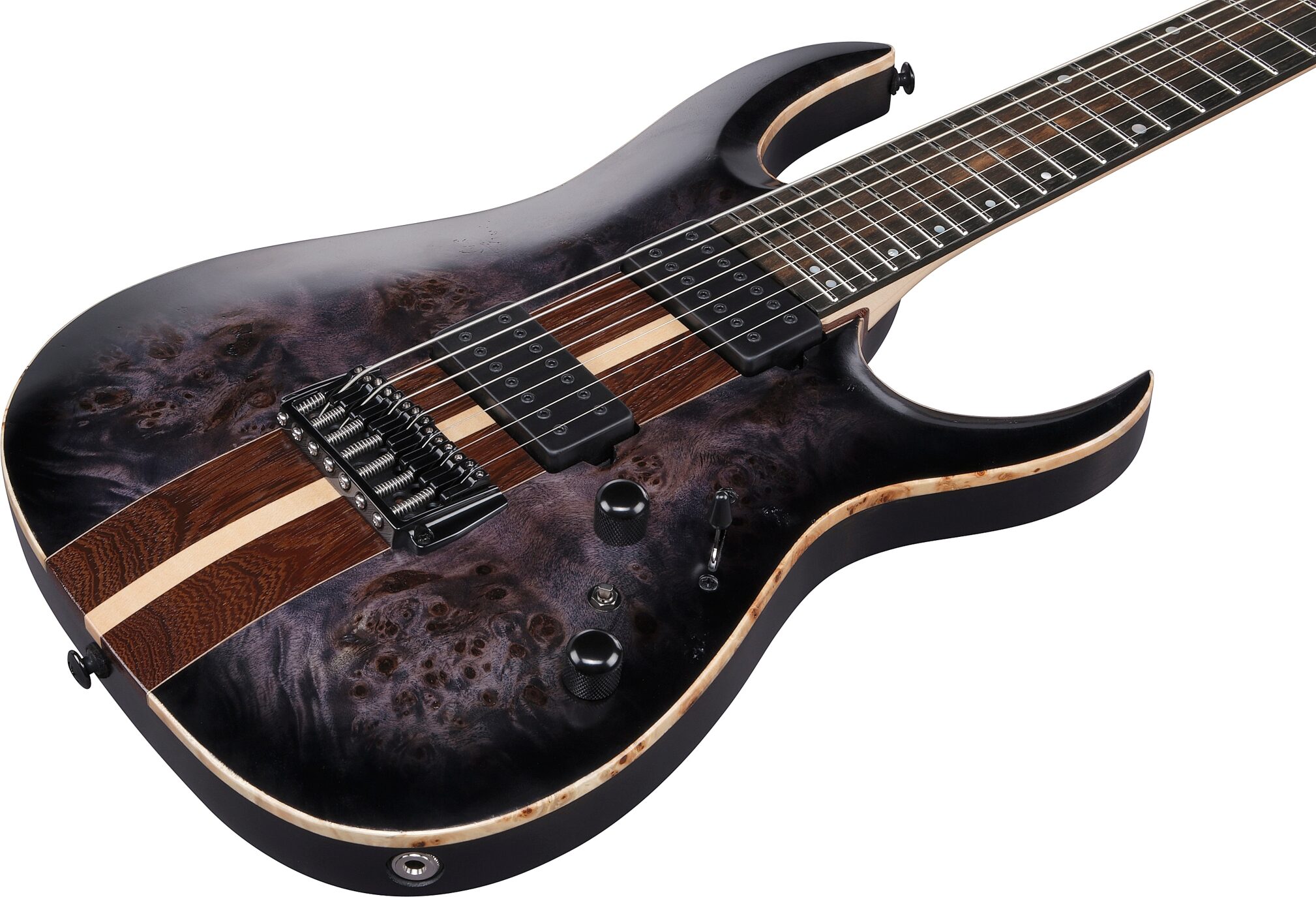 Ibanez RGA217P1PB Premium Electric Guitar, 7-String (with Gig Bag), Deep Twilight Burst, Action Position Back