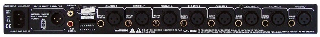 Rolls RM82 Microphone and Line Mixer, Rear