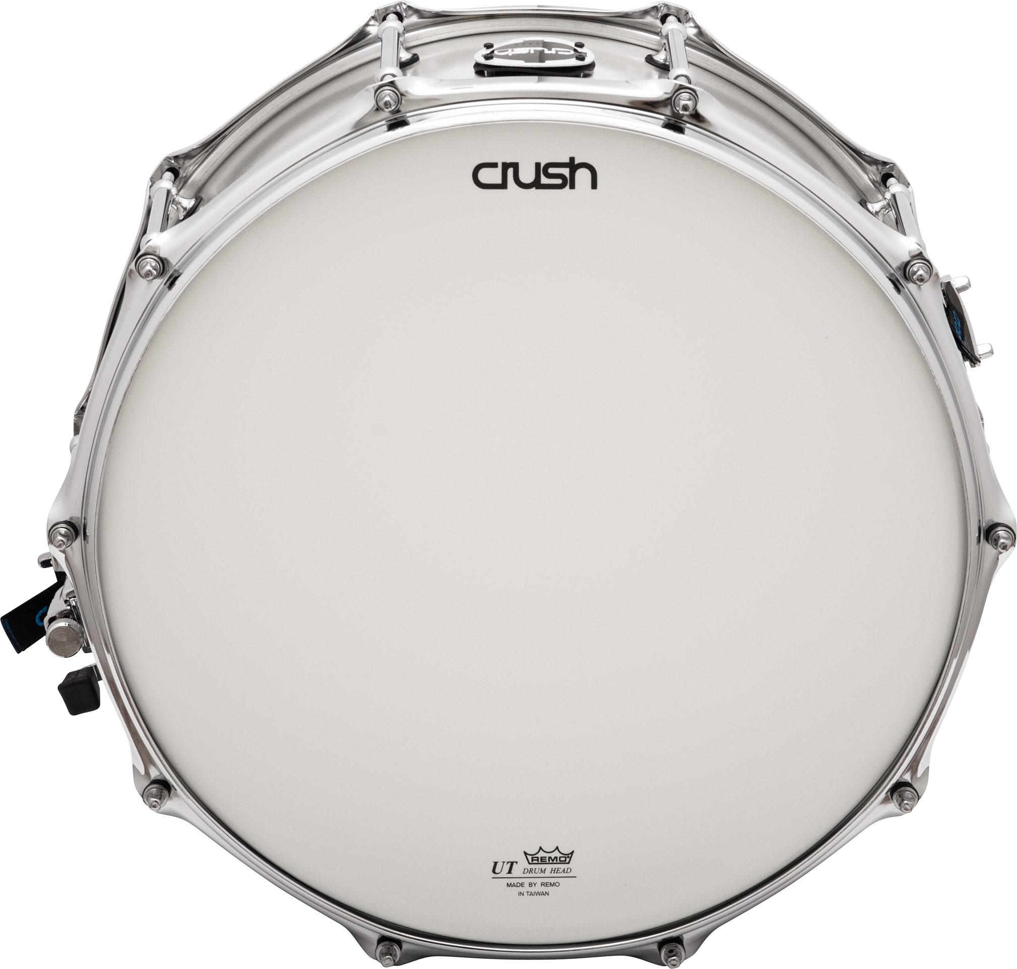 Crush Rolled Brushed Aluminum Snare Drum, Action Position Front