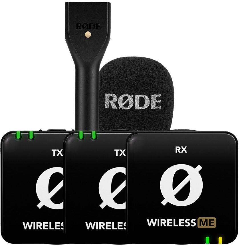Rode Wireless ME Dual Microphone System, Black, Bundle with Rode Interview GO Handheld Adapter, pack
