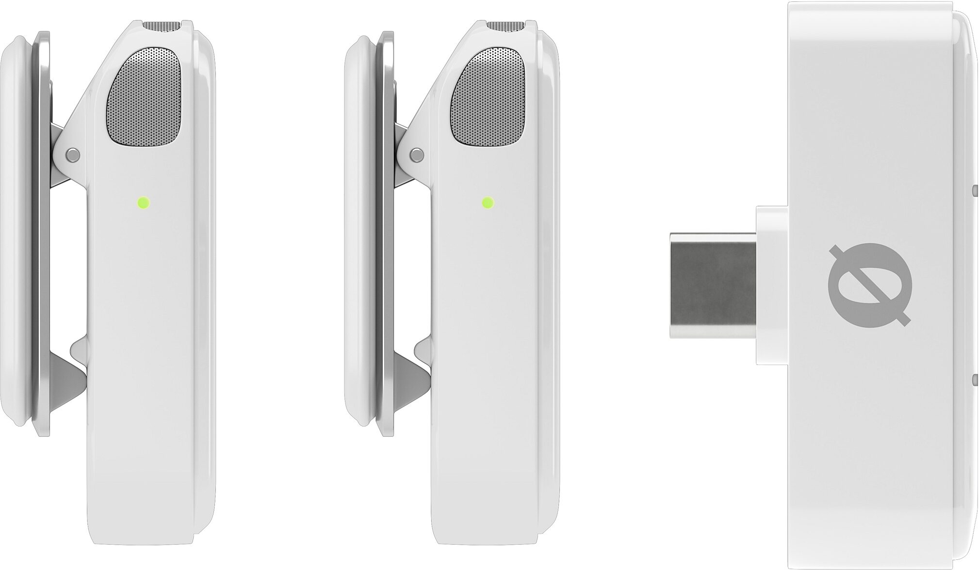 Rode Wireless Micro USB-C Compact Wireless Microphone System, White, Open Box (Like New), Side