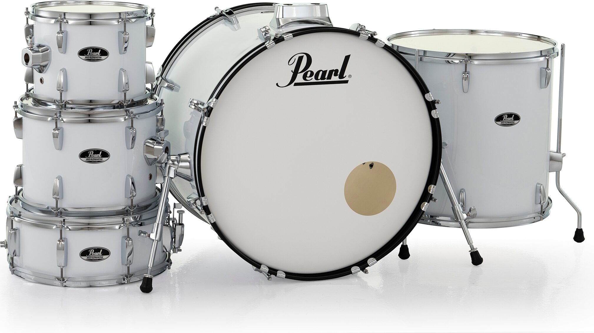 Pearl RS525SC Roadshow Complete Drum Kit, 5-Piece, Pure White, Action Position Back