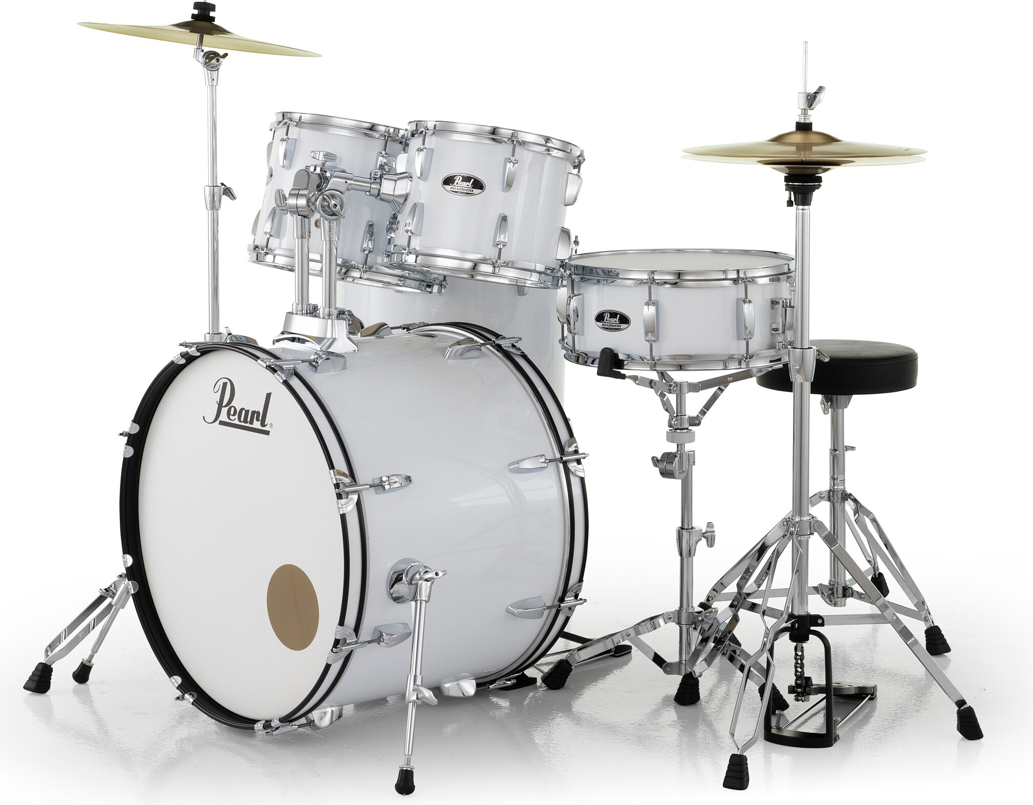 Pearl RS525SC Roadshow Complete Drum Kit, 5-Piece, Pure White, Action Position Back