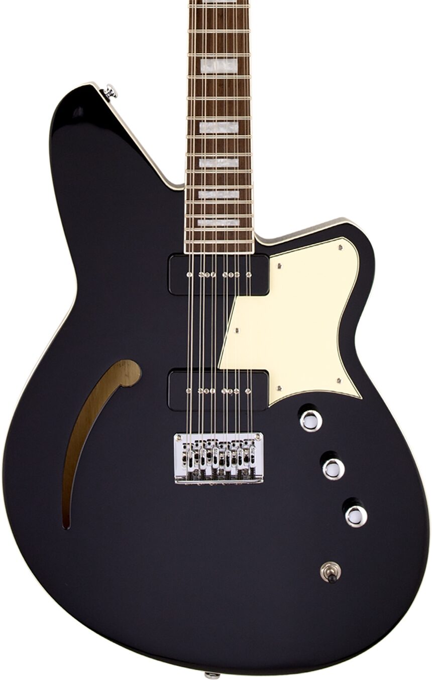 Reverend Airwave Electric Guitar, 12-String, Midnight Black, Action Position Back