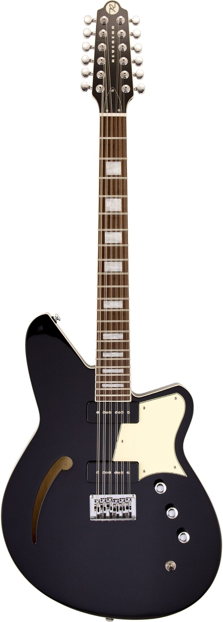 Reverend Airwave Electric Guitar, 12-String, Midnight Black, Action Position Back