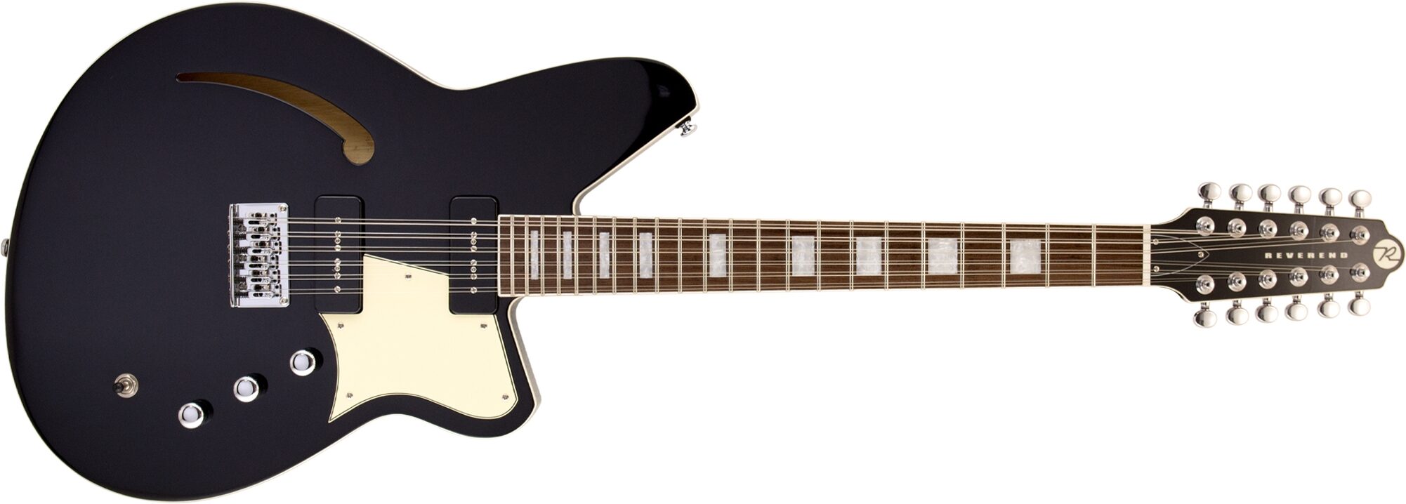 Reverend Airwave Electric Guitar, 12-String, Midnight Black, Action Position Back