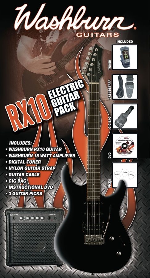 Washburn RX10B Electric Guitar and Accessory Package, Main