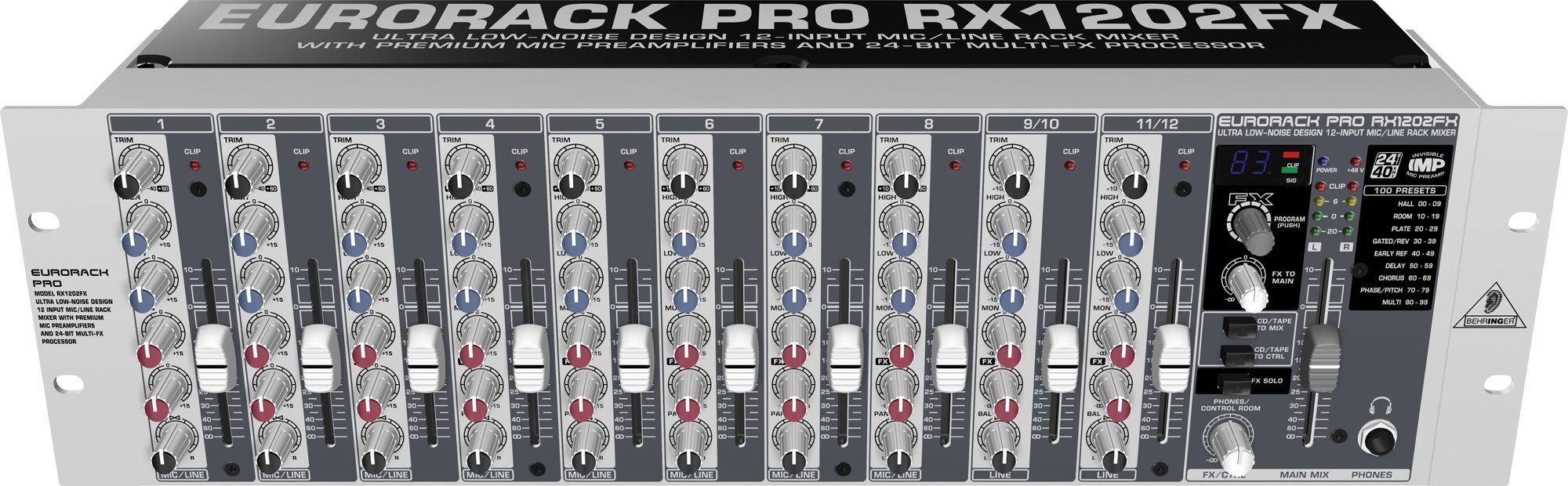 Behringer Eurorack Pro RX1202FX 12-Input Line Mixer | zZounds